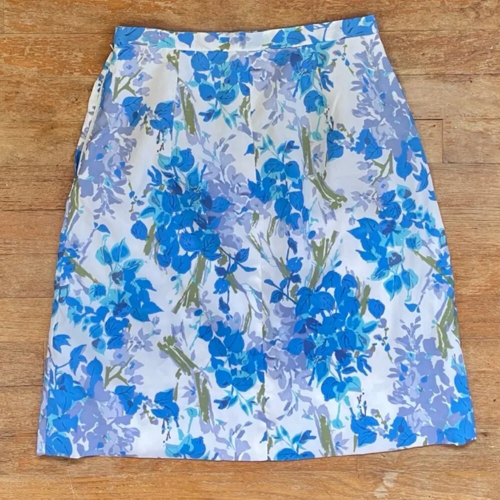 Vintage 60s Floral Skirt Size Small 27" Waist 1960s Handmade Lightweight Skirt - Picture 4 of 5